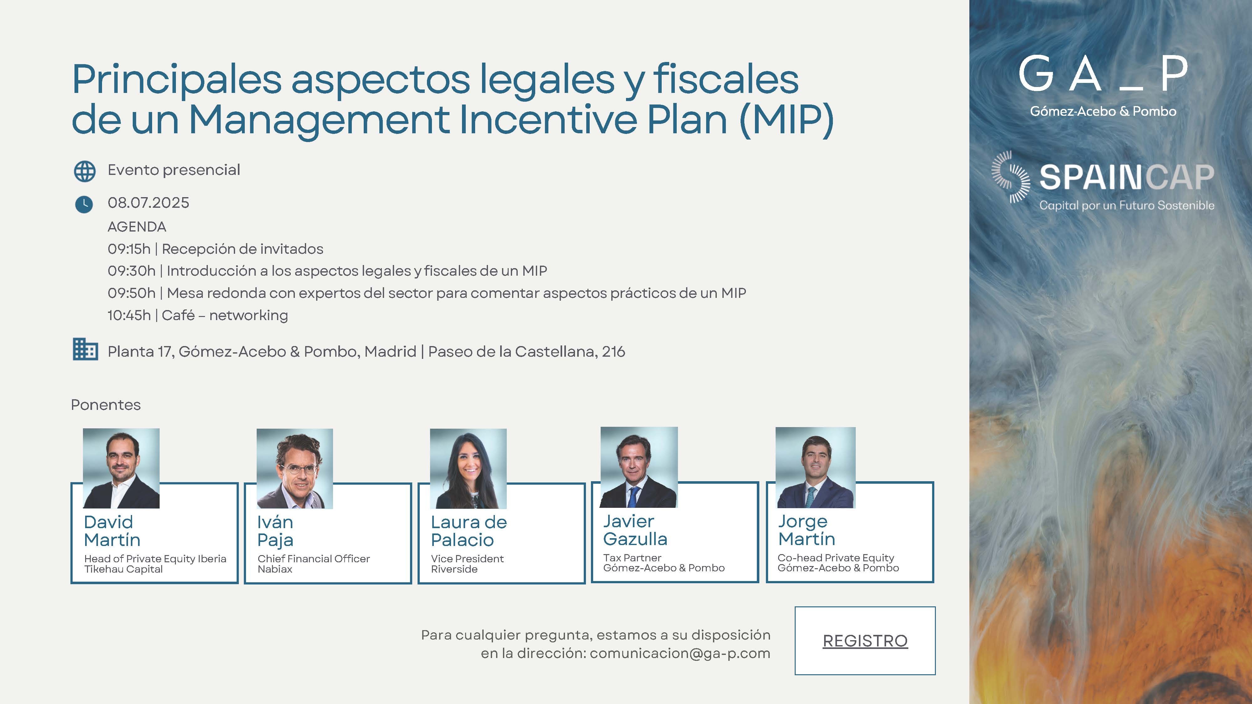 Desayuno SpainCap y Gómez-Acebo & Pombo: Principales aspectos legales y fiscales de un Management Incentive Plan (MIP)
